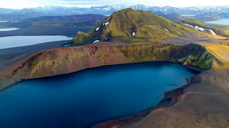Likely Human-Made: Volcanic Crater Lake in Iceland