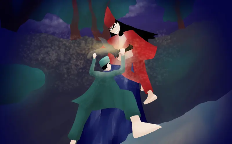 Likely Not AI-Generated: Digital Illustration of Forest Scene