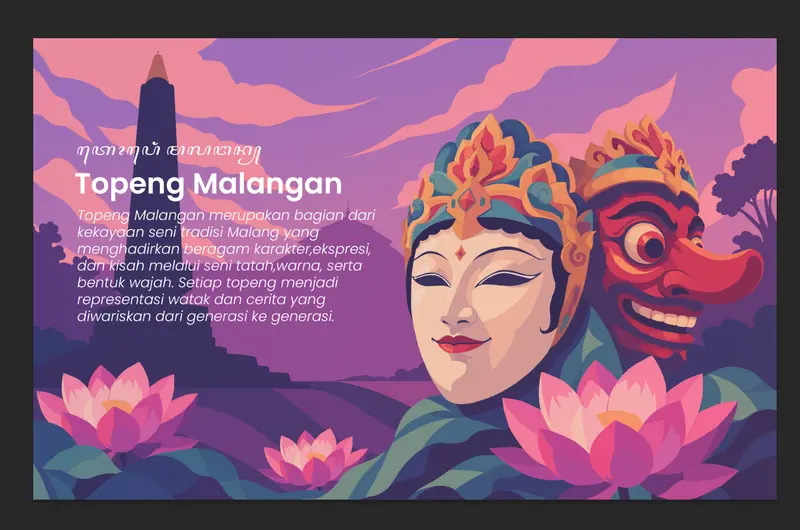 Likely Not AI-Generated: Topeng Malangan Graphic Illustration