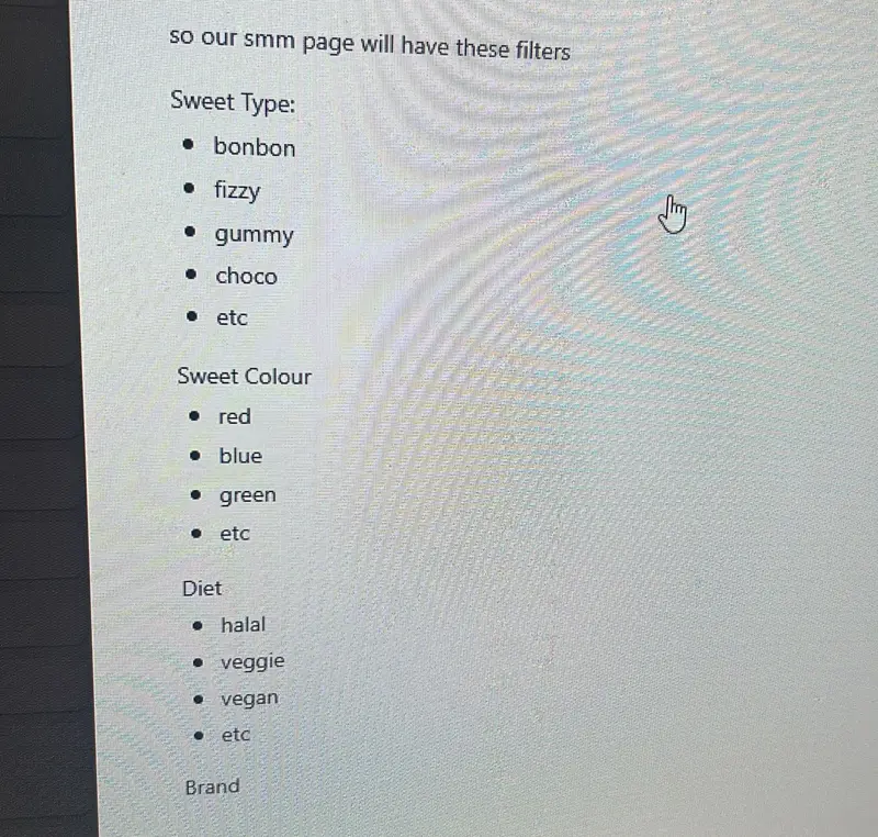 List Of Sweet Categories