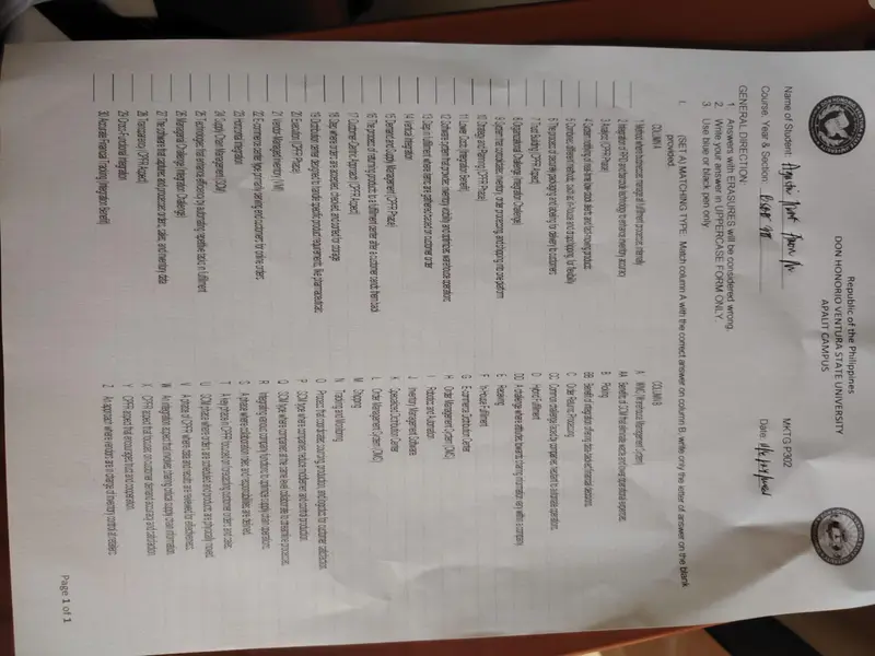 Literature Exam Questionnaire Sheet