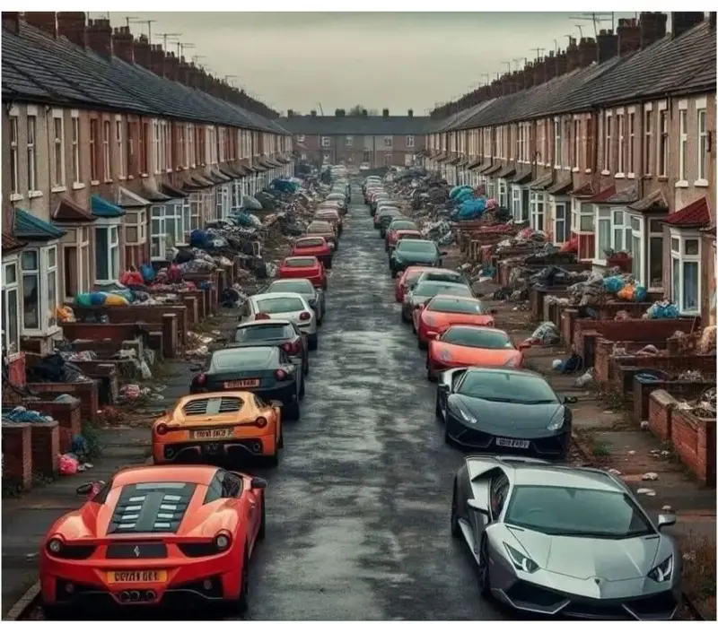 Luxury Cars In Suburban Street