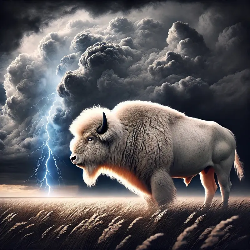Majestic Bison In Storm