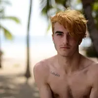 Man Posing, Beach Backdrop
