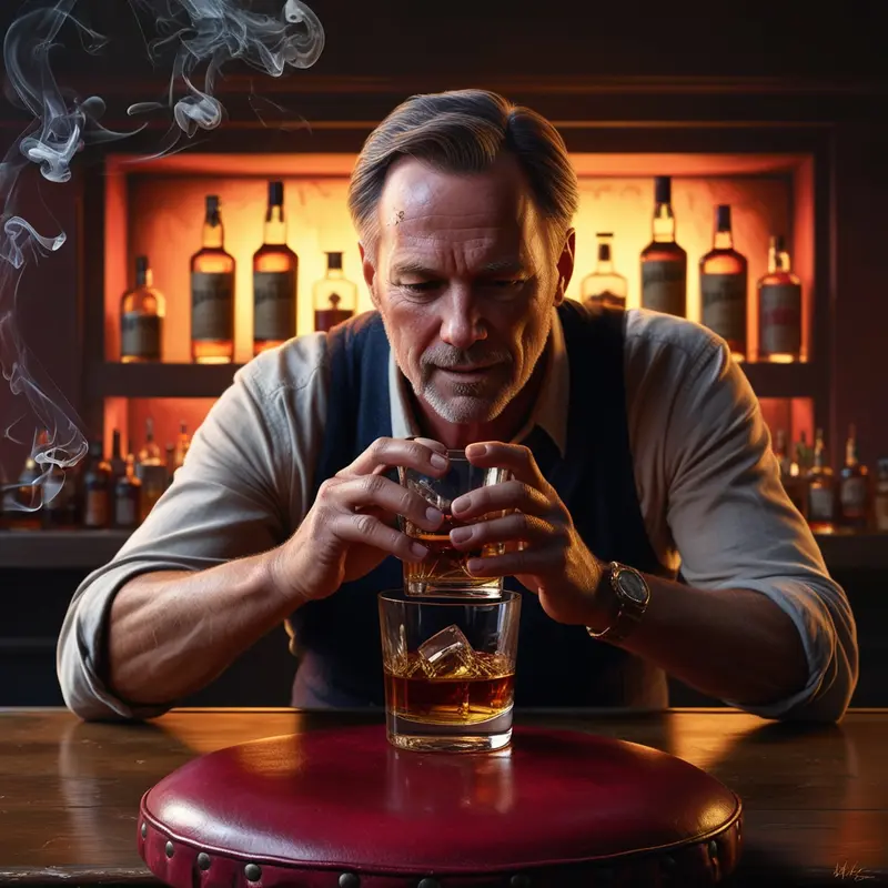 Man Pouring Whiskey At Bar