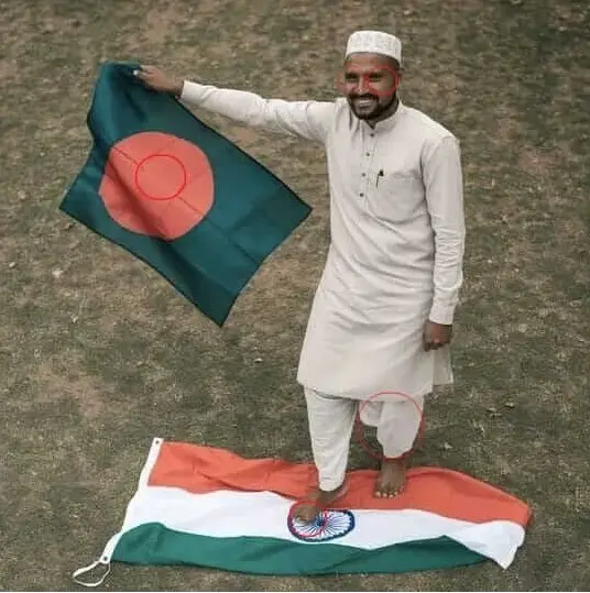 Man With Flags On Grass