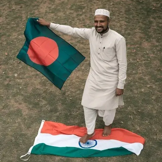 Man With Flags On Ground