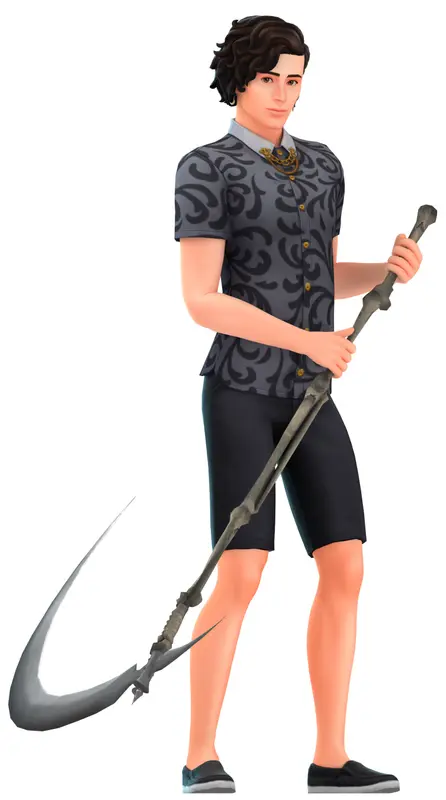 Man With Scythe In Shorts