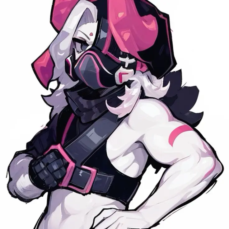 Masked Character With Pink Accents
