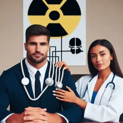 Medical Professionals With Radiation Symbol