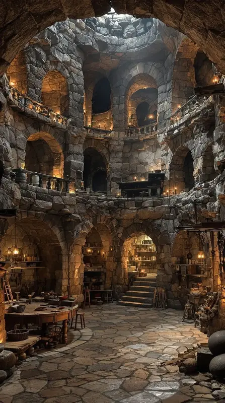 Medieval Stone Hall Interior