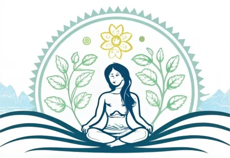 Meditating Woman Nature Illustration