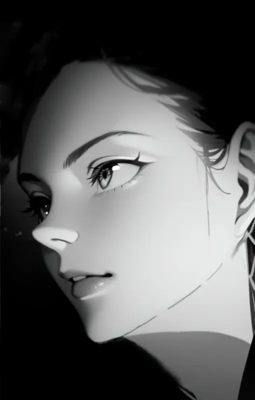 Monochrome Anime Woman Profile