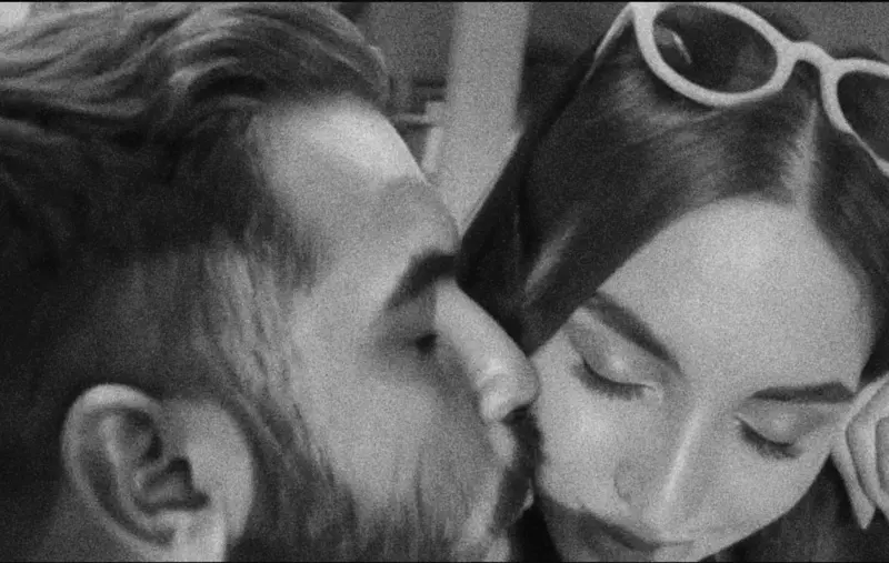 Monochrome Couple Affectionate Moment