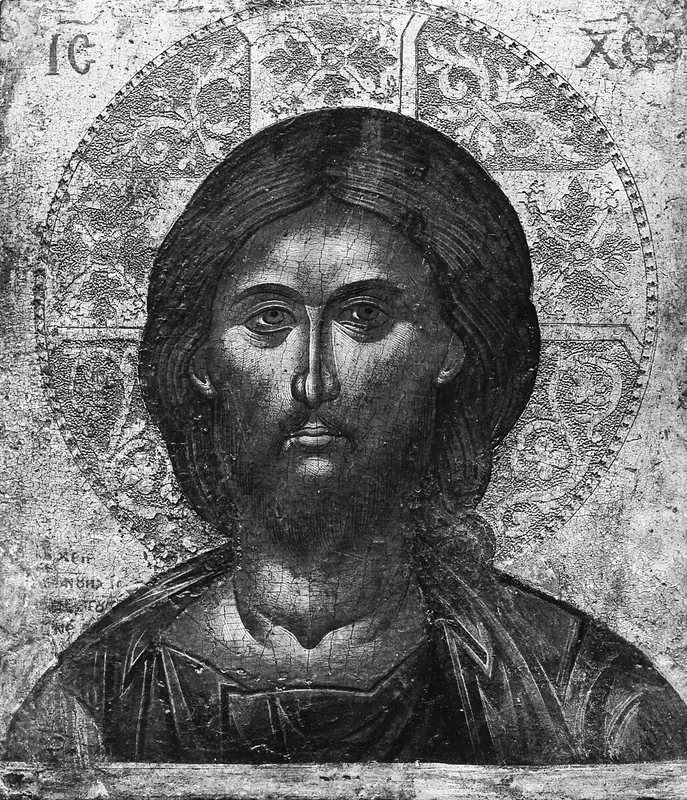 Monochrome Religious Icon Portrait