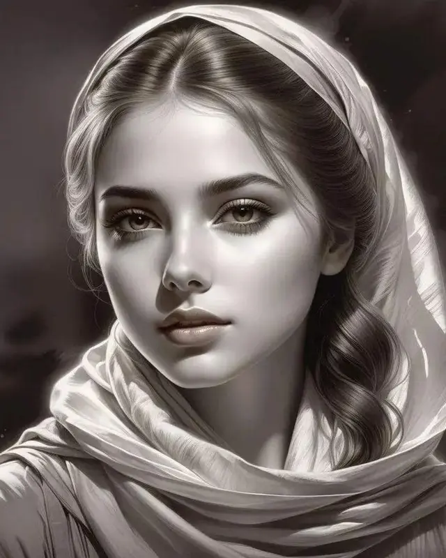 Monochrome Woman Portrait AI