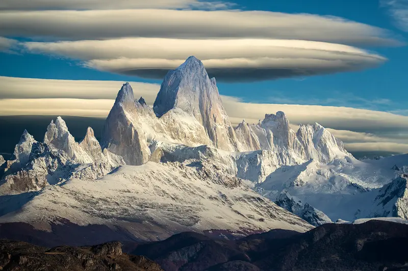 Mountain Range With Lenticular Clouds