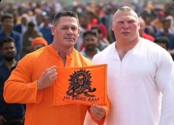 Muscular Individuals With Religious Flag