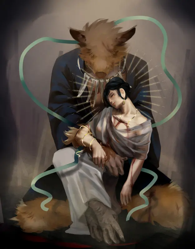 Mythical Creature Embracing Woman