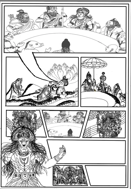 Mythological Comic Panel Illustration