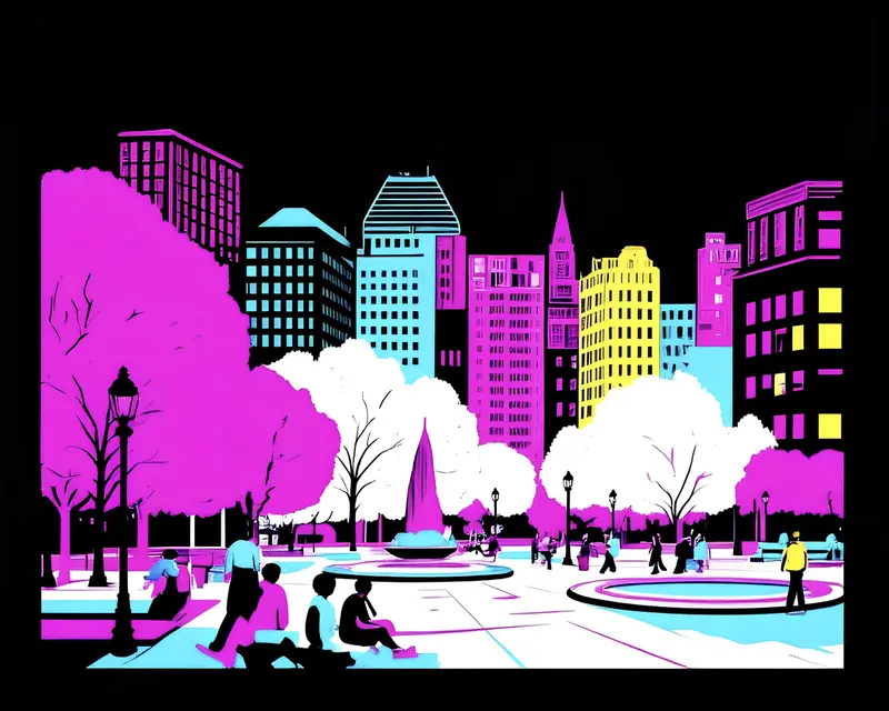 Neon City Park Illustration