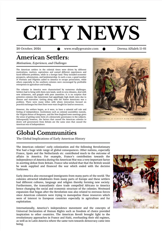 Newspaper Page On History