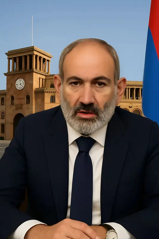 Nikol Pashinyan Portrait With Flag