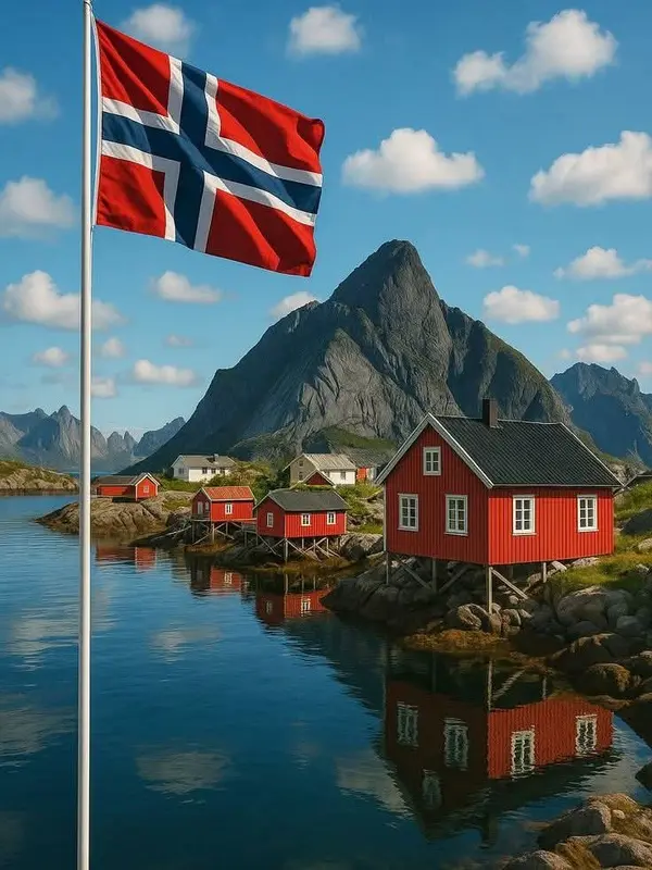 Norway Landscape With Red Houses