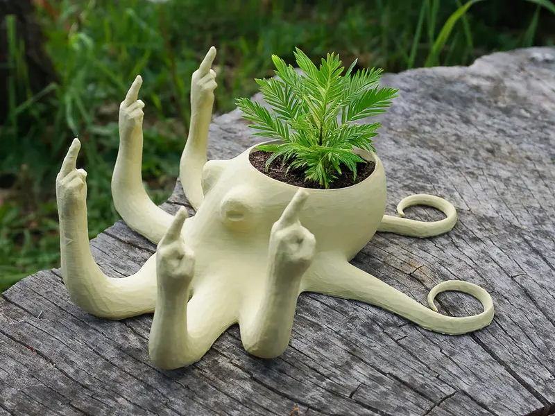 Octopus Planter With Green Plant