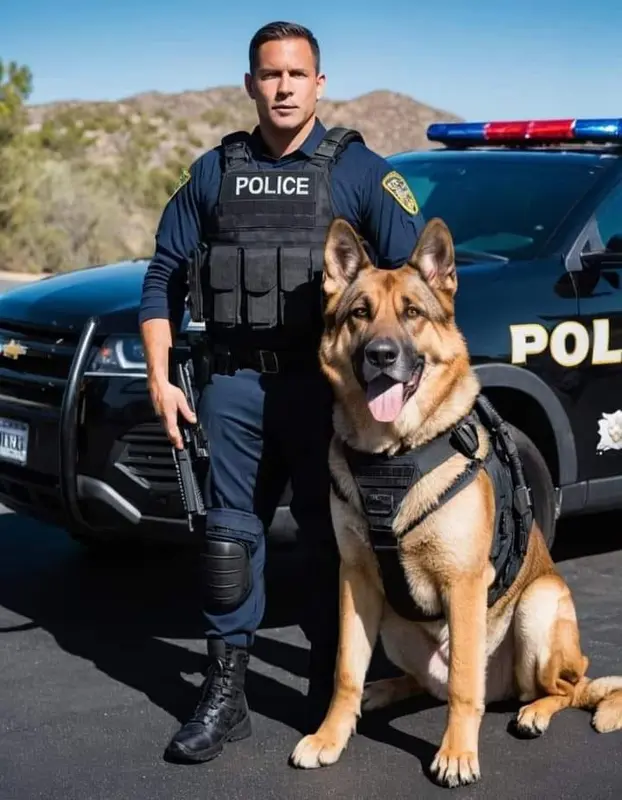 Officer And Police Dog Scene