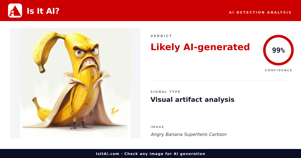 Angry Banana Superhero Cartoon - Is It AI?