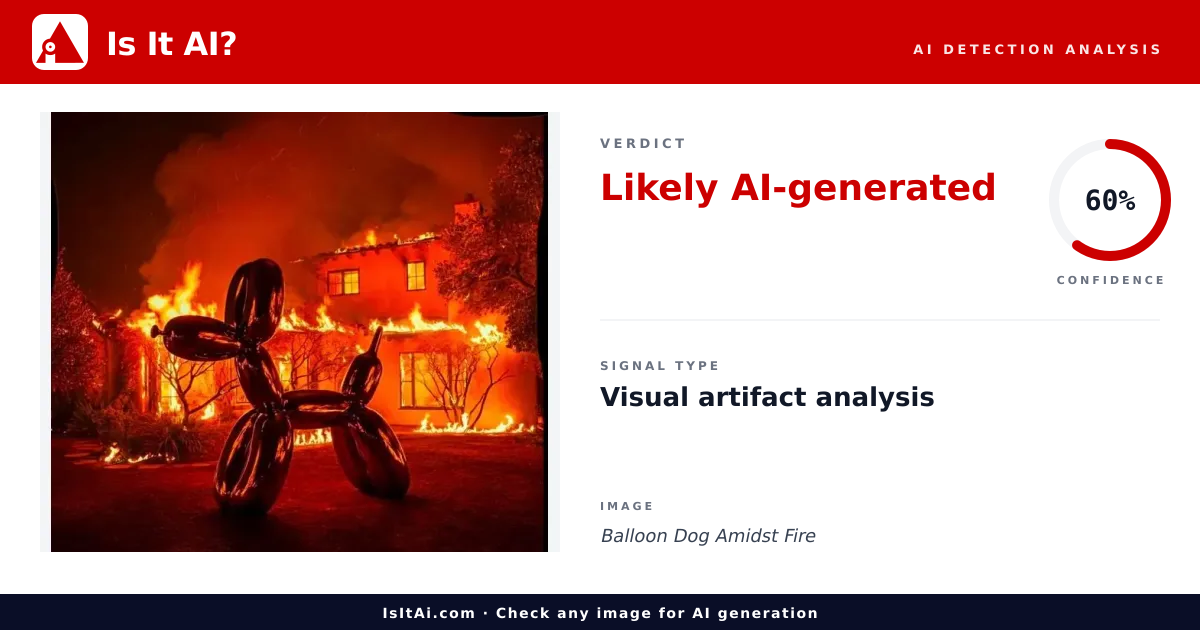 Ai Dog Exploding Balloon Dog Amidst Fire - Is It AI?