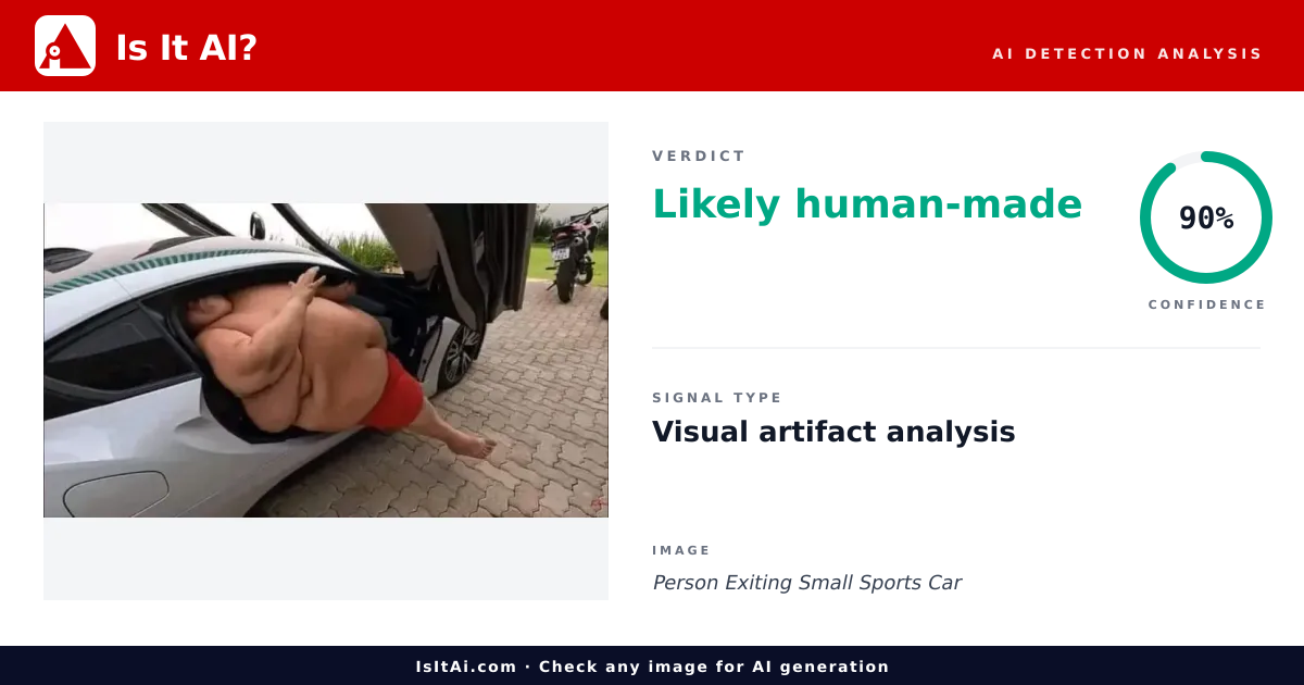 Person Exiting Small Sports Car - Is It AI?