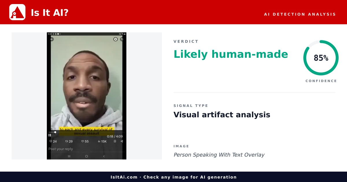 Person Speaking With Text Overlay - Is It AI?