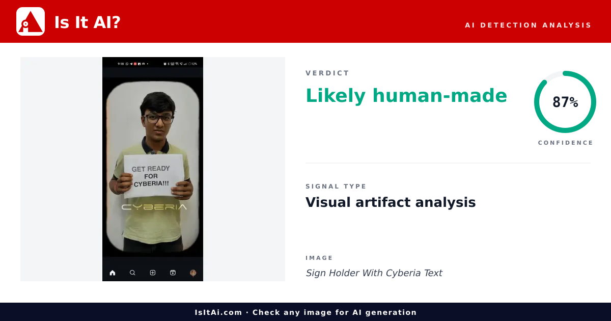 Sign Holder With Cyberia Text - Is It AI?
