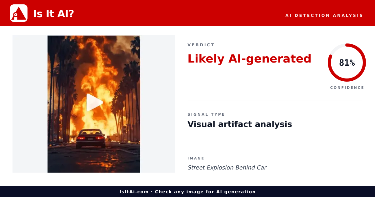 Street Explosion Behind Car - Is It AI?