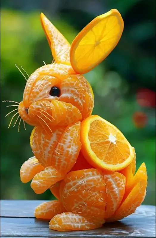 Orange Segment Rabbit Sculpture