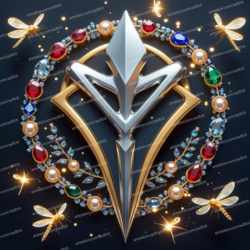 Ornate Emblem With Dragonflies