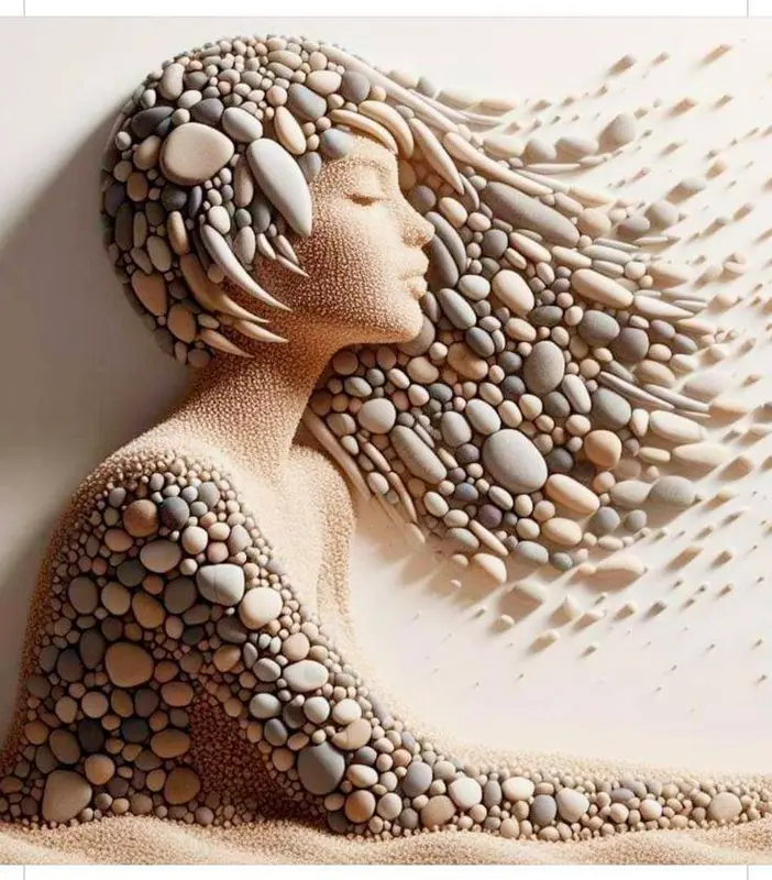 Pebble Woman Sculpture Illustration