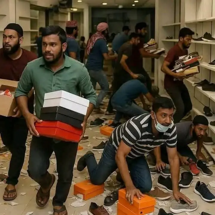 People In Shoe Store Chaos