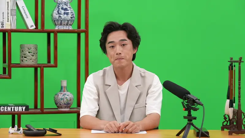 Person In Green Screen Studio