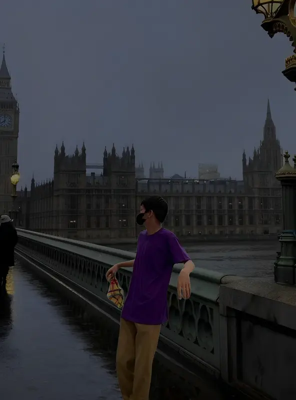 Person Near Big Ben Evening