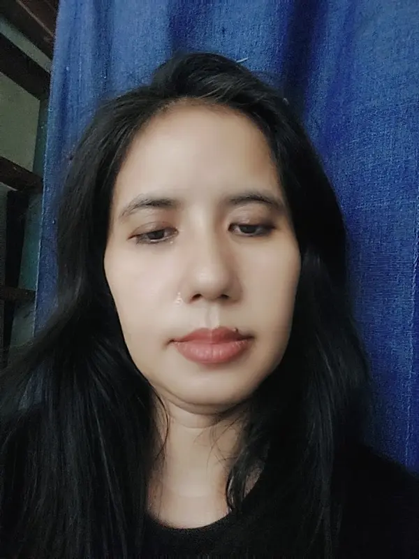 Person Portrait With Blue Curtain