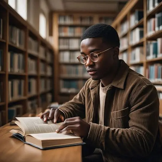 Person Reading In Library