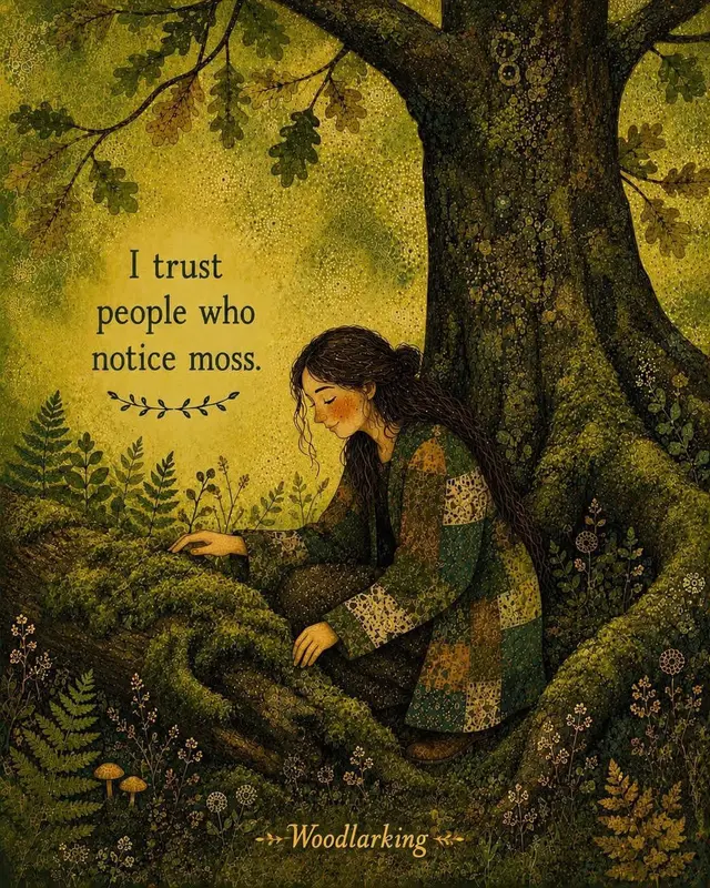 Person Touching Forest Moss