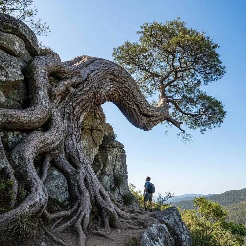 Person, Tree, And Rocky Landscape