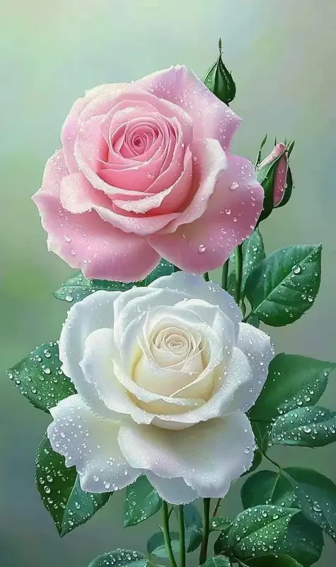 Pink And White Roses