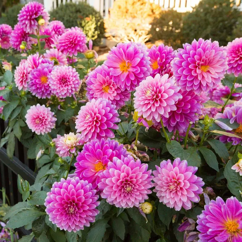 Pink Dahlias In Bloom