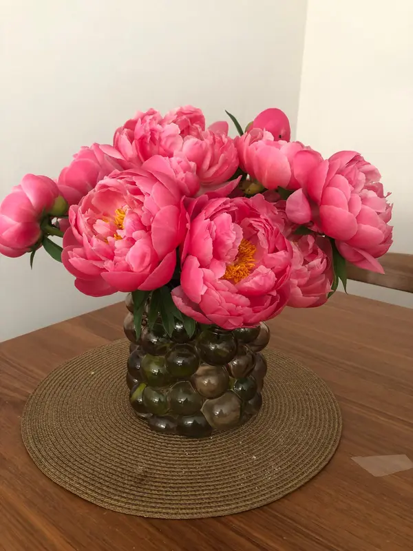 Pink Peonies In Decorative Vase