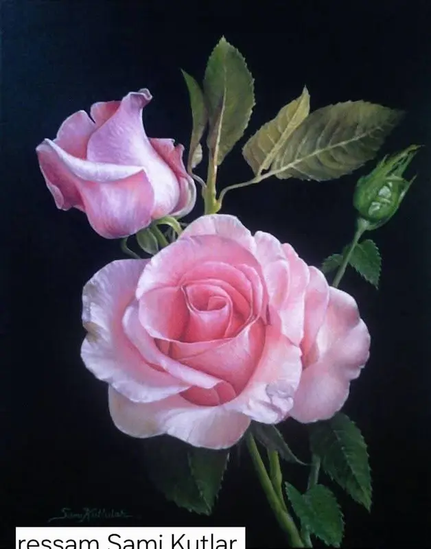 Pink Roses With Leaves
